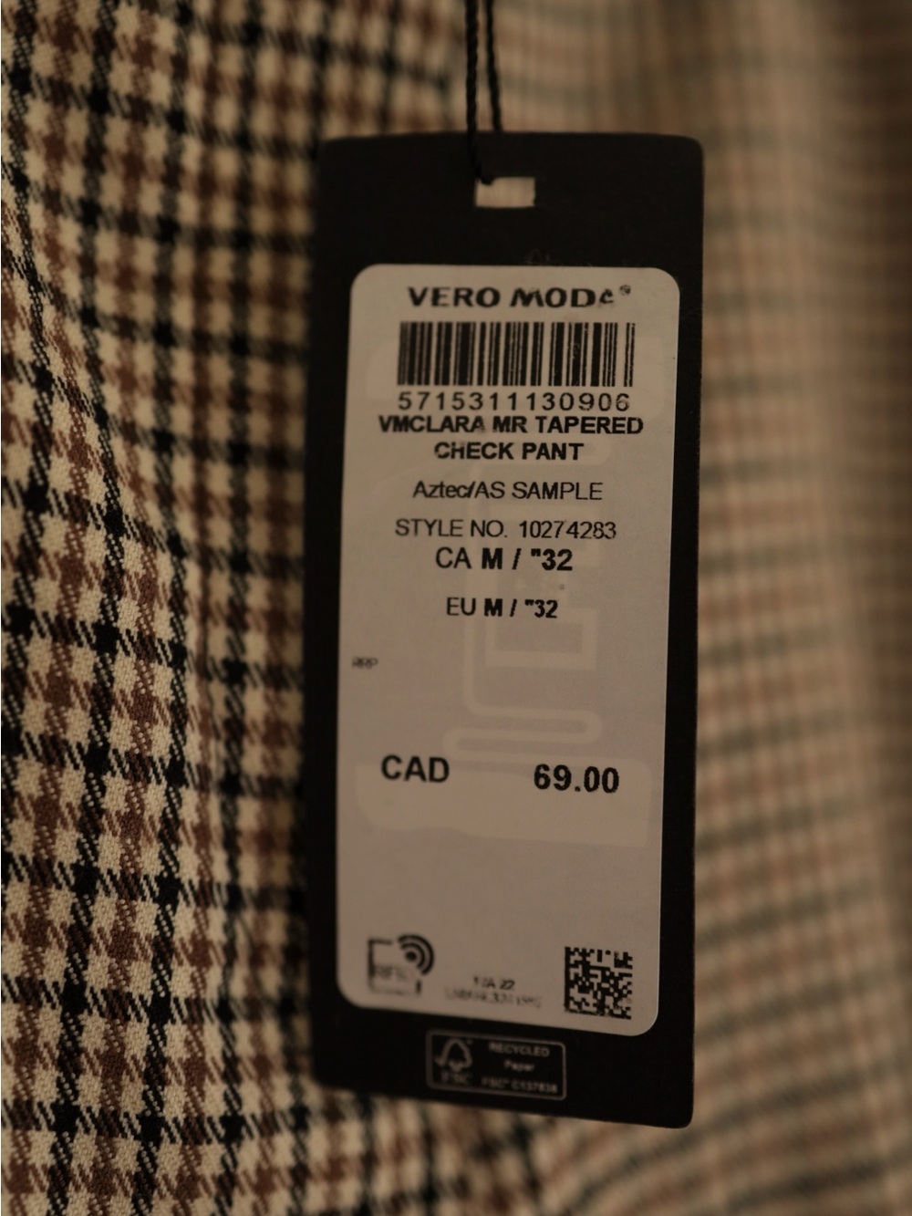 NWT Checkered Dress Pants - Beige/Brown - Picture 3 of 5